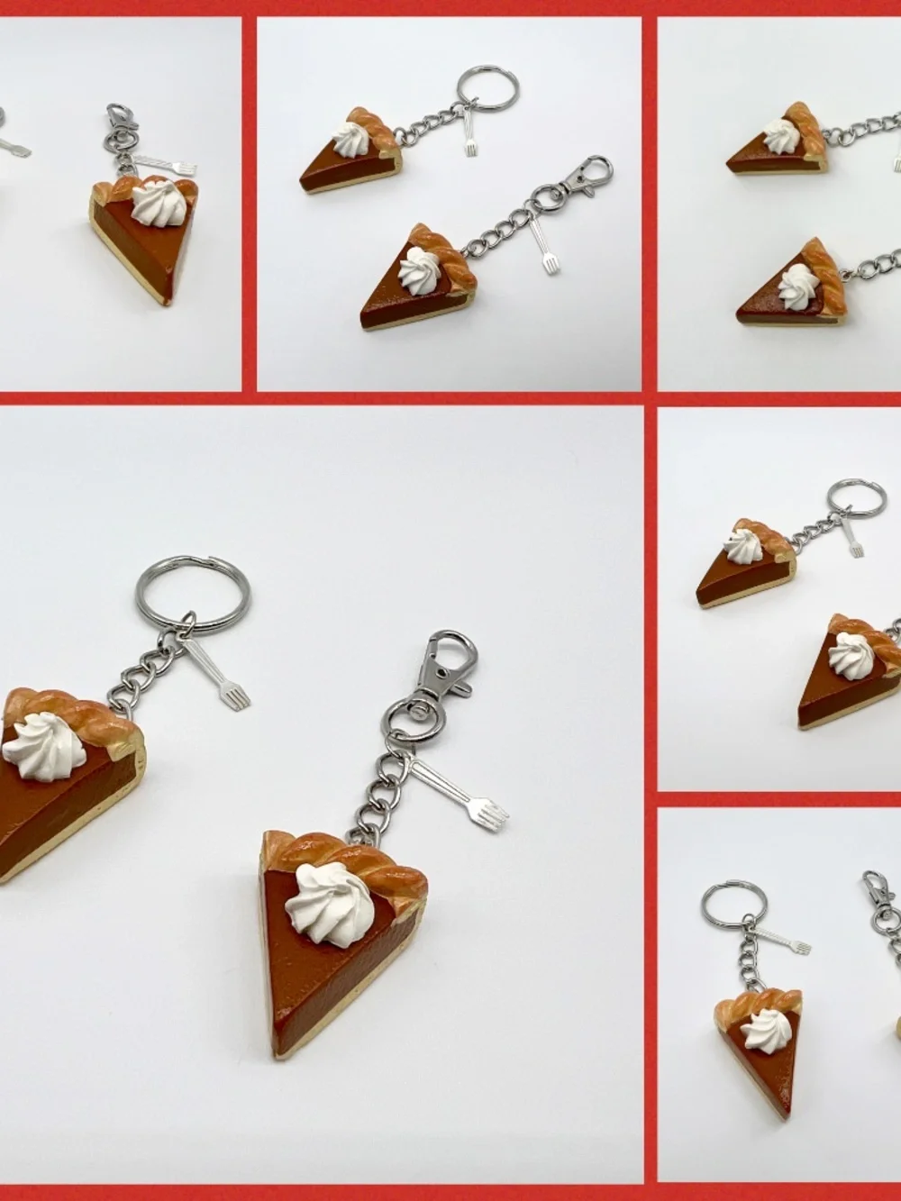 Pie Slice Keychain or Bag Clip | Handmade Dessert Accessories Multiple Flavors
